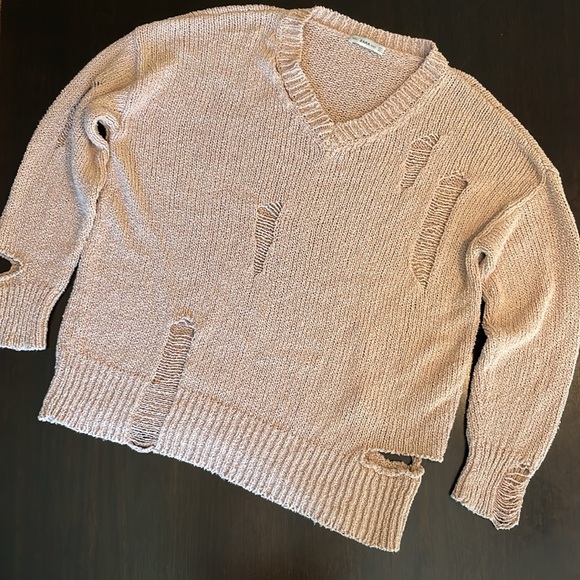 Zara Oversized V-Neck Distressed Sweater - Picture 11 of 11